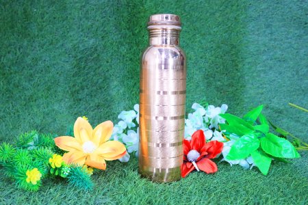 Plain copper bottles with two glass - home and decore beautiful Vibrant handmde object.