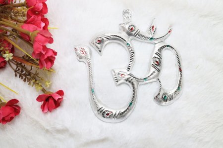 Om: sterling, silver small om sculpture - Gifts for All Occasions - Peaceful & Meditating Atmosphere - Negative Energy Absorption