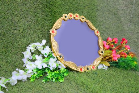 Royal cream colour designed round mirror home and decore beautiful Vibrant object - usable - Gifting Items Ideal for All Occasions 1