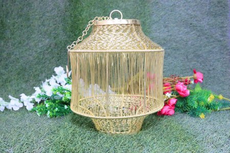 Beautifully carved golden net circular Ceiling Lamp - Akashkandil - home and decor