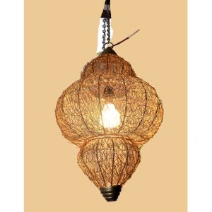 Circular beautifully carved golden net Ceiling Lamp - Akashkandil - home and decor