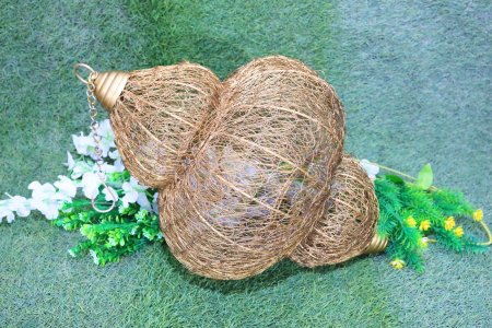 Circular beautifully carved golden net Ceiling Lamp - Akashkandil - home and decor