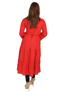Red flower embroided straight Kurti for Womens/ girls (Apple color)- Made up of Rayon and designed for you plesant and comfy