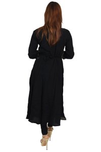 Curved horizontal lines embroided straight Kurti for Womens/ girls (black kurti)- Made up of Rayon and designed for you plesant and comfy