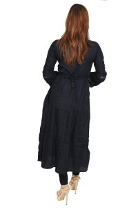 Black flowers- buttons embroided straight Kurti for Womens/ girls (black kurti)- Made up of Rayon and designed for you plesant and comfy