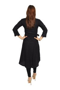 Red roses- belt embroided straight Kurti for Womens/ girls (black kurti)- Made up of Rayon and designed for you plesant and comfy