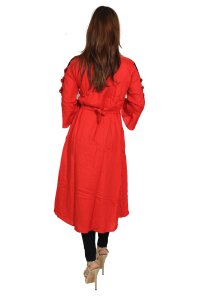 Black feather printed embroided straight Kurti for Womens/ girls (Red)- Made up of Rayon and designed for you plesant and comfy