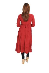 Karenji designed embroided straight Kurti for Womens/ girls (Red)- Made up of Rayon and designed for you plesant and comfy
