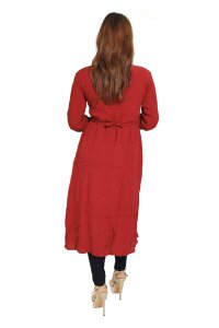 Five petal leaves embroided straight Kurti for Womens/ girls (Red)- Made up of Rayon and designed for you plesant and comfy