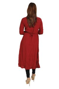 Red and white chained squares embroided straight Kurti for Womens/ girls (Red)- Made up of Rayon and designed for you plesant and comfy