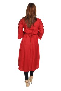 Black lined flower embroided straight Kurti for Womens/ girls (Red)- Made up of Rayon and designed for you plesant and comfy