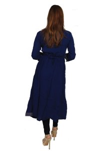 Curved straight lines embroided straight Kurti for Womens/ girls (Blue)- Made up of Rayon and designed for you plesant and comfy