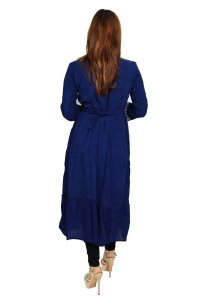 Karenji shaped designed embroided straight kurti for womens / girls (Dark Blue) - Made up of Rayon and designed for you plesant and comfy