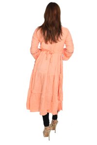 Orange flowers embroided with 7 buttons straight Kurti for Womens/ girls (Peach Colour Kurti) - Made up of Rayon and designed for you plesant and comfy