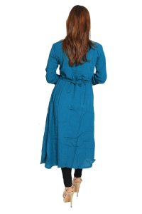 Blue white square chained embroided straight kurti for womens / girls (Sky blue kurti) - Made up of Rayon and designed for you plesant and comfy