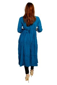 Curved square embroided straight kurti for womens / girls (Sky blue kurti) - Made up of Rayon and designed for you plesant and comfy