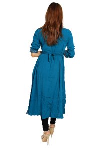 Curved lines embroided straight kurti for womens / girls (Sky blue kurti) - Made up of Rayon and designed for you plesant and comfy