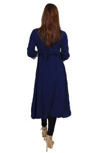 Flower and pearl embroided straight kurti for womens / girls (Dark Blue) - Made up of Rayon and designed for you plesant and comfy