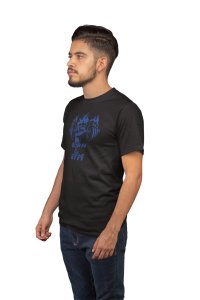 Born To The Gym, (BG Blue), Round Neck Gym Tshirt (Black Tshirt) - Clothes for Gym Lovers - Suitable for Gym Going Person - Foremost Gifting Material for Your Friends and Close Ones