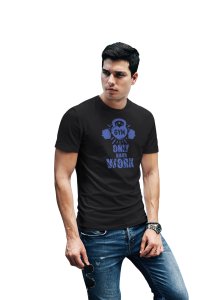 Gym, Only Hard Work, (BG Blue), Round Neck Gym Tshirt (Black Tshirt) - Clothes for Gym Lovers - Suitable for Gym Going Person - Foremost Gifting Material for Your Friends and Close Ones