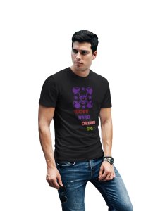 Work Hard, Dream Big, (BG Violet Skull), Round Neck Gym Tshirt (White Tshirt) - Clothes for Gym Lovers - Foremost Gifting Material for Your Friends and Close Ones