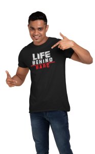 Life Behind Bars, Round Neck Gym Tshirt (Black Tshirt) - Clothes for Gym Lovers - Suitable for Gym Going Person - Foremost Gifting Material for Your Friends and Close Ones