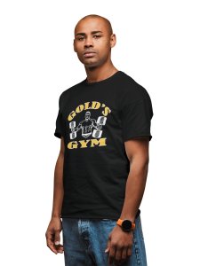Gold's Gym, (BG Yellow and White), Round Neck Gym Tshirt (Black Tshirt) - Clothes for Gym Lovers - Suitable for Gym Going Person - Foremost Gifting Material for Your Friends and Close Ones