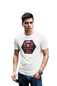 Stop, Fitness Health, Saying Tomorrow, Round Neck Gym Tshirt (White Tshirt) - Clothes for Gym Lovers - Suitable for Gym Going Person - Foremost Gifting Material for Your Friends and Close Ones