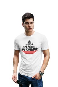 Unlimited Fitness, Round Neck Gym Tshirt (White Tshirt) - Clothes for Gym Lovers - Suitable for Gym Going Person - Foremost Gifting Material for Your Friends and Close Ones