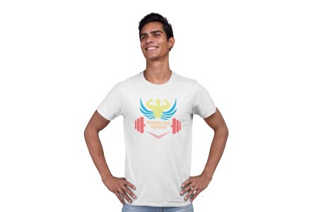 Stronger Than Yesterday, (BG White, Red and Yellow), Round Neck Gym Tshirt (White Tshirt) - Clothes for Gym Lovers - Suitable for Gym Going Person - Foremost Gifting Material for Your Friends and Close Ones