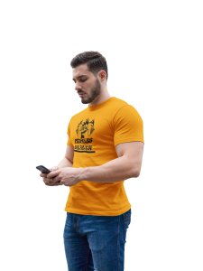 Fitness Health, Fist In Fire (BG Black), Round Neck Gym Tshirt (Yellow Tshirt) - Foremost Gifting Material for Your Friends and Close Ones