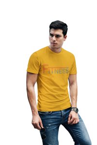 Fitness Round Neck Gym Tshirt (BG Orange and Grey) (Yellow Tshirt) - Clothes for Gym Lovers - Suitable for Gym Going Person - Foremost Gifting Material for Your Friends and Close Ones