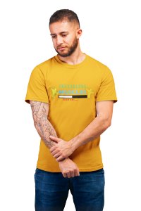 Installing Muscles, Please Wait, Round Neck Gym Tshirt (Yellow Tshirt) - Clothes for Gym Lovers - Suitable for Gym Going Person - Foremost Gifting Material for Your Friends and Close Ones