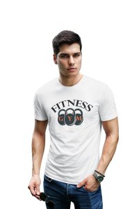 Fitness Gym, (BG 3 Black Locks), Round Neck Gym Tshirt (White Tshirt) - Clothes for Gym Lovers - Foremost Gifting Material for Your Friends and Close Ones