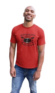 Bodybuilding Center, Ultimate Muscle Gym, (BG Black), Round Neck Gym Tshirt (Red Tshirt) - Clothes for Gym Lovers - Suitable for Gym Going Person - Foremost Gifting Material for Your Friends and Close Ones