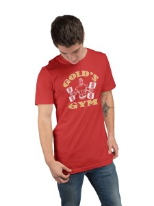 Gold's Gym, Round Neck Gym Tshirt (Red Tshirt) - Clothes for Gym Lovers - Foremost Gifting Material for Your Friends and Close Ones