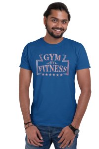 Gym By Fitness, (BG Pink), Round Neck Gym Tshirt (Blue Tshirt) - Clothes for Gym Lovers - Suitable for Gym Going Person - Foremost Gifting Material for Your Friends and Close Ones