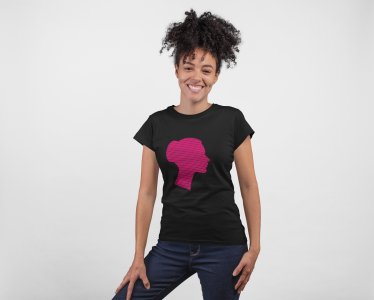 Pink Lady - Line Art for Female - Half Sleeves T-shirt