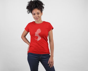 Beautiful hair girl - Line Art for Female - Half Sleeves T-shirt