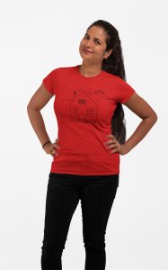 Home - Line Art for Female - Half Sleeves T-shirt