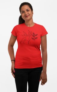 Deer - Line Art for Female - Half Sleeves T-shirt