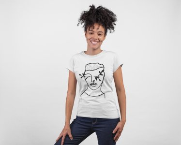 Art for istic Women - Line Art for Female - Half Sleeves T-shirt