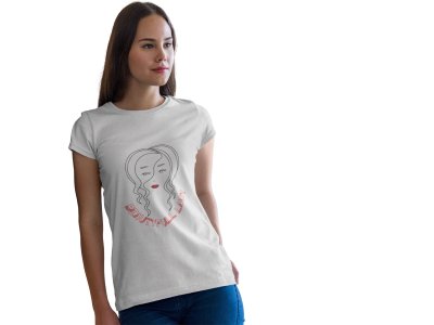 Beautyful Lady - Line Art for Female - Half Sleeves T-shirt