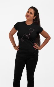 Balloon Heart for - Line Art for Female - Half Sleeves T-shirt