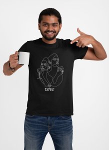 Love In Drink - Line Art for Male - Half Sleeves T-shirt