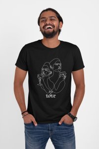 Love In Drink - Line Art for Male - Half Sleeves T-shirt