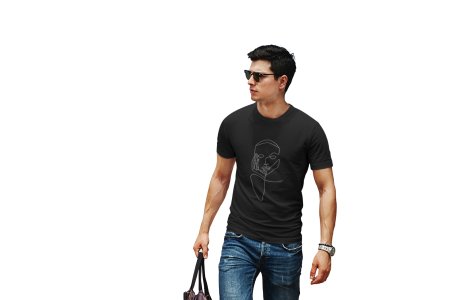 Palm on Cheek - Line Art for Male - Half Sleeves T-shirt