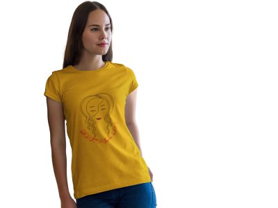 Beautyful Lady - Line Art for Female - Half Sleeves T-shirt