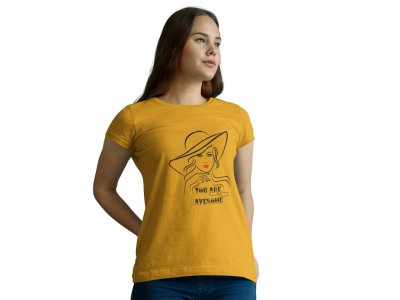 You are Awsome - Line Art for Female - Half Sleeves T-shirt
