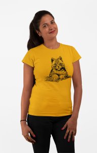 Cat Eyes - Line Art for Female - Half Sleeves T-shirt